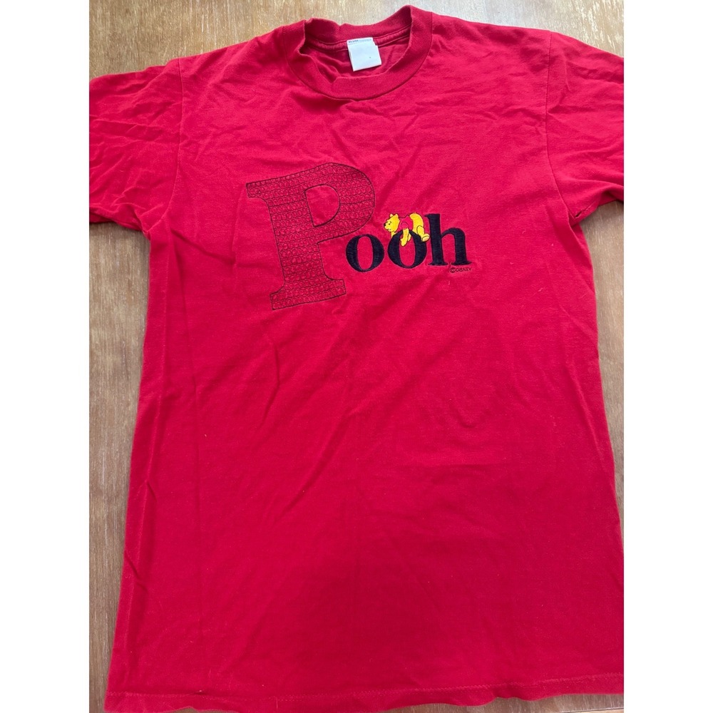 Vintage Disney Winnie the Pooh T-Shirt Red Velva Sheen Made in USA Medium